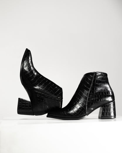 Madison Negro Animal Print Cocodrilo